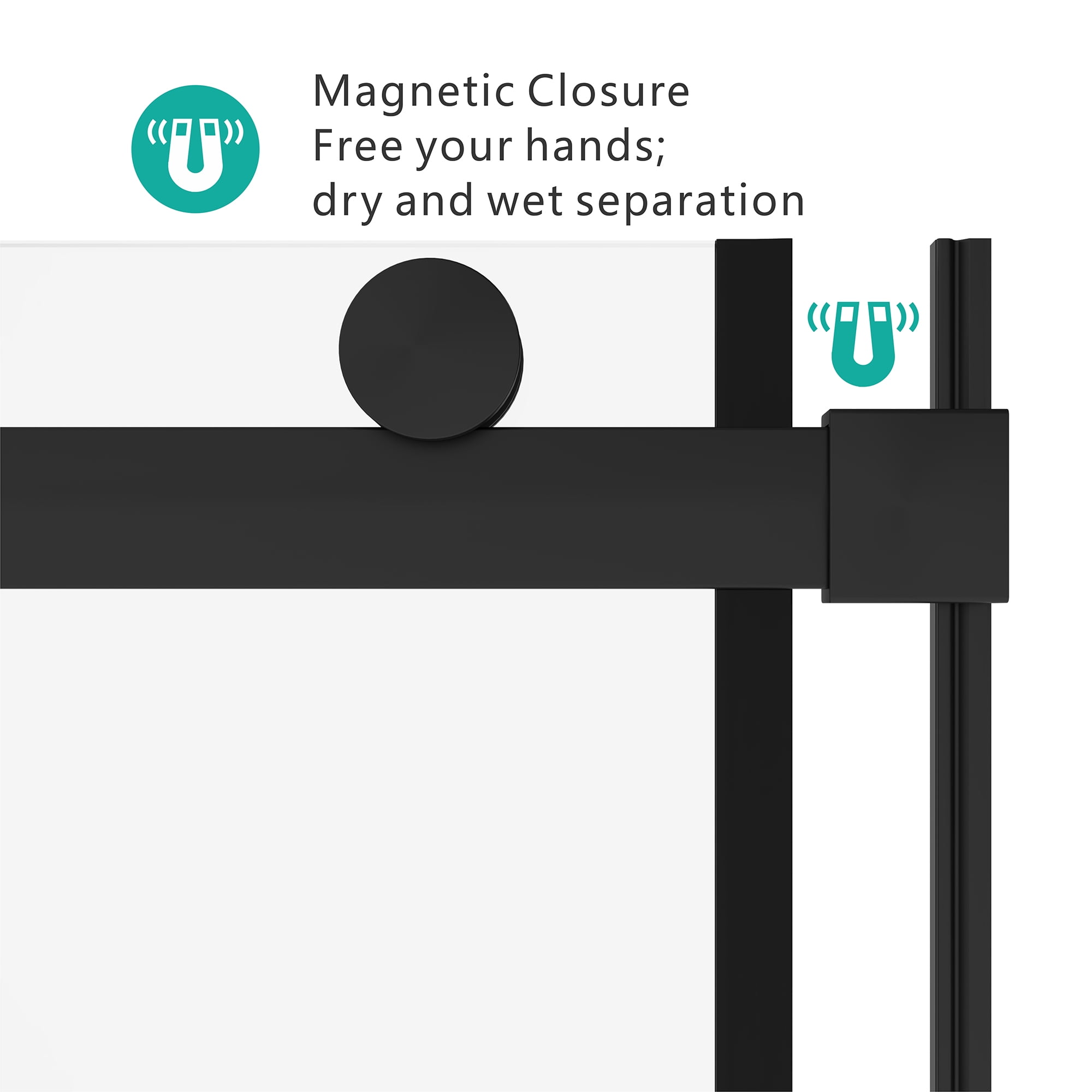 Leumius 56-60"W x 76"H Sliding Shower Door, 8mm Frameless Glass Shower Door with Matte Black Hardware, Towel Bar and Handle,Drop Shipping available