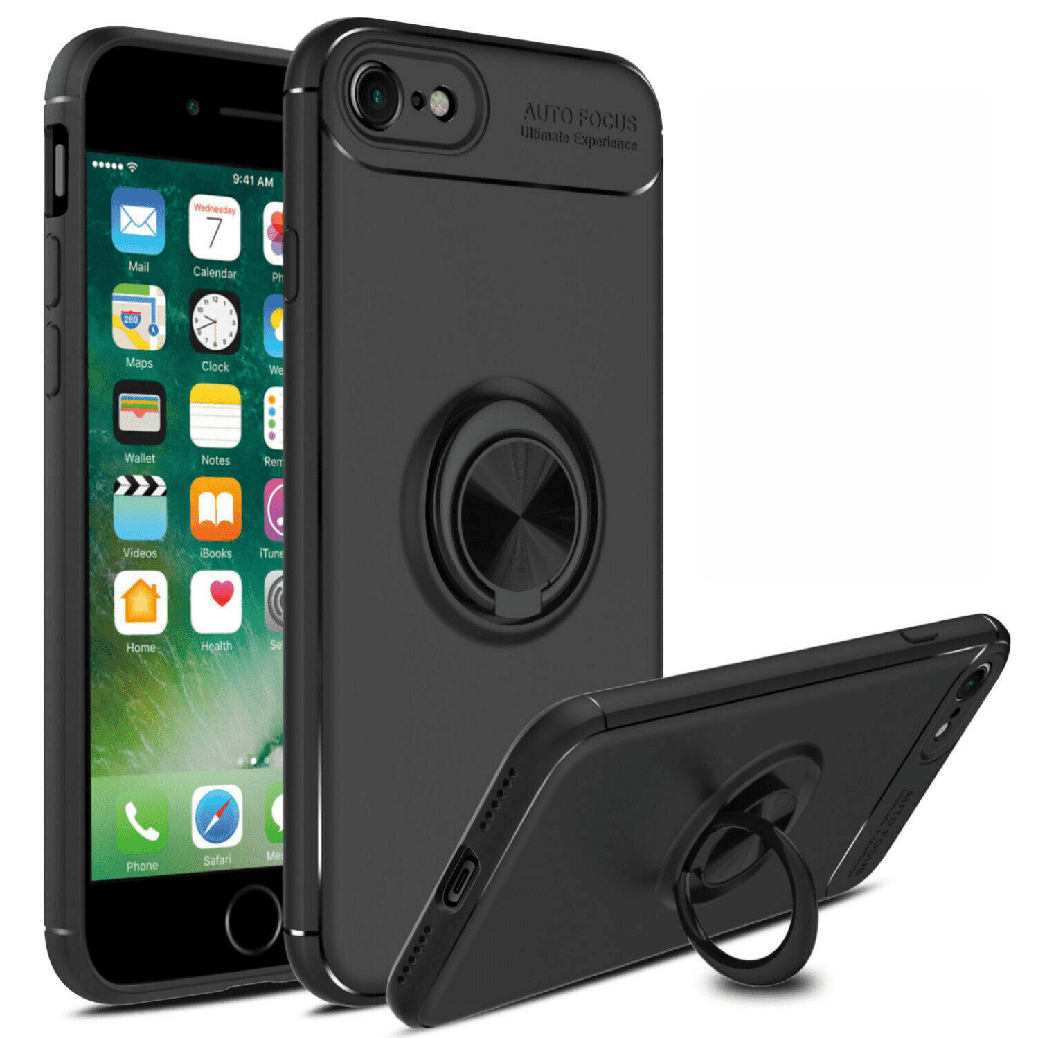 For iPhone X Case Cover Ring Holder (Black)