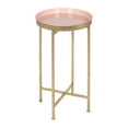 thumbnail image 1 of Kate and Laurel Celia Round Metal Foldable Tray Accent Table, Pink with Gold Base, 1 of 2