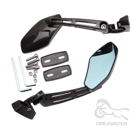 1 Pairs Black Racing Rear view Mirror Double Adjustment Sport Bike Side Mirror for Kawasaki for Suzuki for Honda CBR 250 600 929 954 1000 GSXR 600 750 1000 SV 650S 1000S ZX6R ZX9R