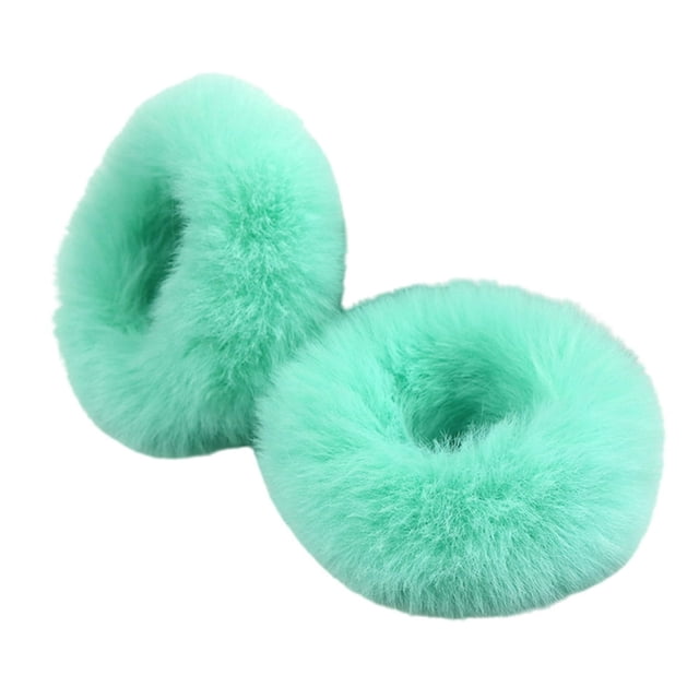 2Pcs Bright Color Simple Hair Ties Handmade Faux Rabbit Fur Furry Scrunchies Hair Accessories