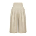 thumbnail image 2 of Gomelly Ladies Palazzo Pant High Waist Bottoms Baggy Capri Pants Women Lounge Beach Trousers Wide Leg Apricot L, 2 of 5