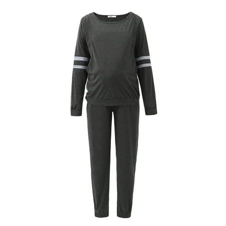 

Valcatch Women s Maternity Nursing Pajama Set Breastfeeding Sleepwear Set Double Layer Long Sleeve Top & Pants Pregnancy PJS