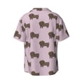 thumbnail image 2 of Xecao offers the Dachshund Dog Puppy for Men's Casual Short-sleeved Shirt, a button-up collared shirt with a pocket, perfect for beach vacations and yacht travel in the 4X-Large size., 2 of 7