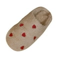 thumbnail image 6 of Rokment Heart Embroidered Fuzzy Slippers for Women Bride Wedding Valentines Day Indoor Bedroom House Shoes Cozy Warm Memory Foam Winter Home Slip on Khaki Size 9.5, 6 of 7