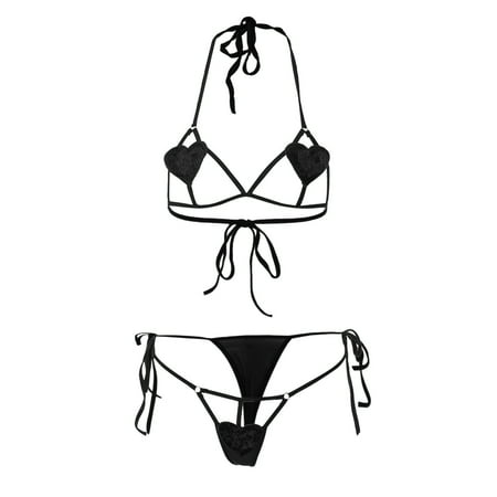 

Rovga Lingerie For Women Love Three-Point Halter Hollow Lingerie Underwear Two-Piece Split Suit Ladies Lingeries