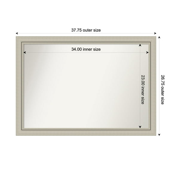 Amanti Art Custom Wall and Bathroom Mirror (26.75 x 37.75 in.), Romano Silver Narrow Frame