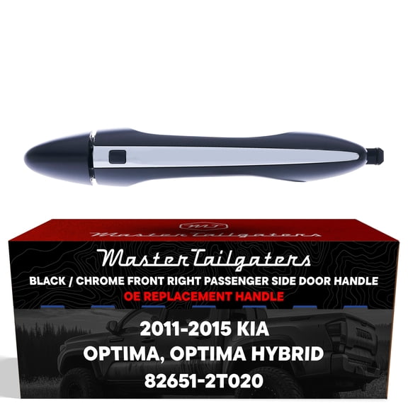 Master Tailgaters Exterior Door Handle Black/Chrome Replacement for Kia Optima (2011), Optima Hybrid (2011-2015) OE Part # 82651-2T020 | Front Right Passenger Side