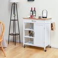 thumbnail image 3 of Gymax Mobile Kitchen Island Cart Serving Utility Trolley Drawer Shelf Towel Rack White, 3 of 10