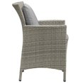 thumbnail image 2 of Modway Conduit 17" Rattan/Aluminum Patio Dining Armchair in Light Gray/Gray, 2 of 3