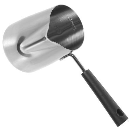 LEORX Metal Milk Frother Cup Ergonomic Handle Silver 1Pcs