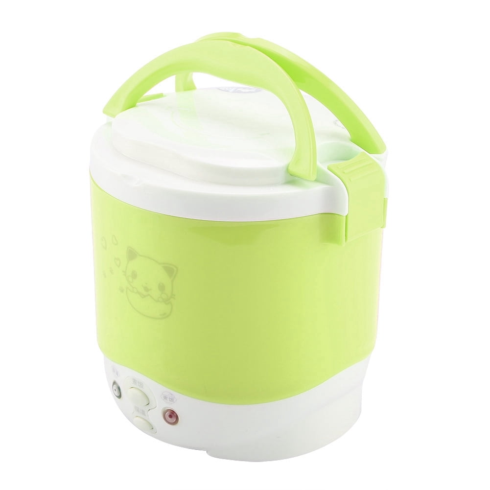 BOKYAN 12V 100W Portable Car Electric Rice Cooker, 1L Travel Food Steamer with Non-stick Inner Pot, Green - 6.2 x 6.2 x 6.1 inches / 15.7 x 15.7 x 15.5 cm