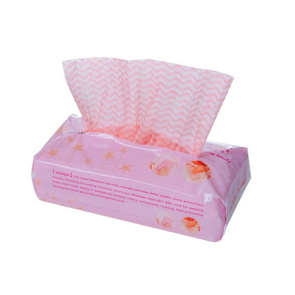 Etereauty 80pcs Environmental Disposable Washing Dish Towel Kitchen Cleaning Cloth Non-stick Oil Wiping Rags Towel Bag(Pink)