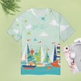 thumbnail image 4 of Sailboats Seagulls Ocean Adventure Womens Tops Women's Fashion Casual Short Sleeve Flower Print Round Neck Pullover Top Blouse, 4 of 7