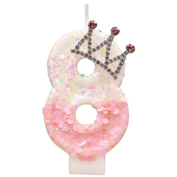 Princess Cake Topper, Crown Number 8 Candle for Cake, Pink Crown 8st Birthday Cake Topper, Princess Birthday Party Decorations, Anniversary Celebrations Party Supplies, Crown H Number 8