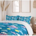 thumbnail image 6 of Ambesonne Cartoon Duvet Cover Set, Style Clouds Dots, 2-Calking, Sea Blue Pastel Yellow, 6 of 7