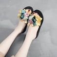 thumbnail image 5 of Puntoco Women Sandals Clearance，Women'S Bohemian Flower Wedges Slippers Summer Sandals Non-Slip Beach Shoes Yellow, 5 of 6