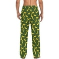 thumbnail image 2 of HPINK-T Yellow Banana Green Background Flame Men's Pajama Pants Super Soft Sleep Lounge Pants Pjs Bottoms with Pockets, 2 of 6