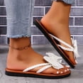 thumbnail image 4 of Samdudou Thong Sandals for Women Open Toe Flat Slip On Slippers Oversized Elegant Bowknot Embellishment Braided Strap Detail Casual Summer Beach Vacation Dressy Mules, 4 of 5