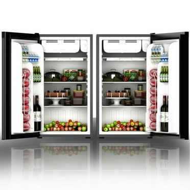 Demifill 3.2 Cu.ft. Mini Dorm Compact Refrigerator, Double-door Mini Fridge with Height-adjustable Glass Shelves, Compact Refrigerator with 7 Available Modes for Indoor, Black