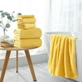 thumbnail image 3 of 4 Piece Extra Large Bath Towel 35"x70" Oversized Bath Sheet Bath Towel Set for Bathroom Ultra Soft Cozy Highly Absorbent Quick Dry Bathroom Towel for Spa Gym Hotel,Shower Towel for Daily Use,Yellow, 3 of 17