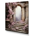 thumbnail image 2 of Designart "Door to Blooms in Ancient Ruins" Fashion Canvas Wall Art - Glam Pink Fantasy Entryway Wall Art Print, 2 of 6