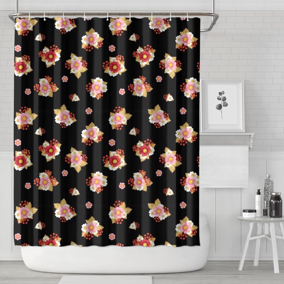 Pioneer Flower Floral Print Pattern Shower Curtain 84”x72", Bathroom Decorative Shower Curtain Set with 12 Hooks, Waterproof Washable