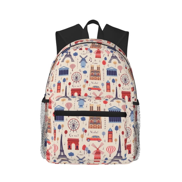 Disketp Paris Mochila Ligera Clásica con Múltiples Bolsillos, Mochila Casual para Hombre y Mujer, Ideal para Escuela, Trabajo y Viajes