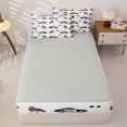 thumbnail image 4 of Manfei Police Car Zipper Twin Comforter Sets with Fitted Sheet and 2 Pillowcases,Cute Dogs Print Zipper Bedding Set,White,Light Gray Reversible,4pcs, 4 of 8