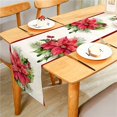 thumbnail image 3 of Merry Christmas Snowflakes Poinsettia Red Stripes Decorative Table Runner for Home Dining Table Festival Party Multiple Size, 3 of 4