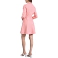 thumbnail image 3 of Vestido de mezclilla para mujer, con botones, cuello tipo polo, escote en V, manga larga, corte A, vestido de algodón de mezclilla, tamaño S, rosa oscuro, 3 of 6