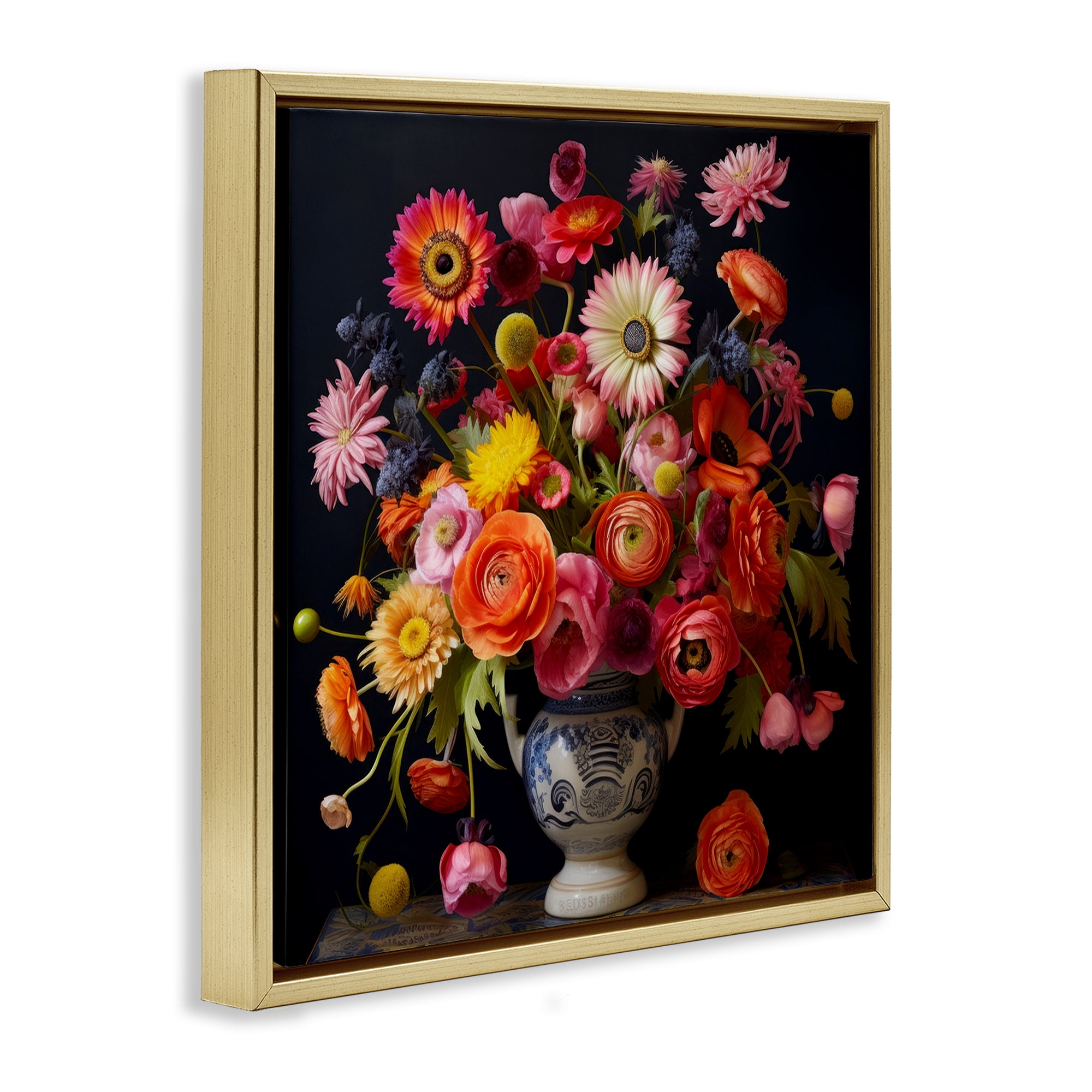 Stupell Industries Harmonious Spring Bouquet Gold Framed Floater Canvas Wall Art, design by Lazar Studio
