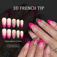 thumbnail image 3 of Almond Press on Nails Rose Red French Tips Nails Press on Medium Fake Nails with Cherry Design Reusable Leopard Prints Glue on Nail Glossy Cheetah False Nail Cute Nail for Women Manicure 24Pcs, 3 of 5