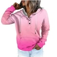 thumbnail image 4 of Busydd Womens Hoodie Fashion Gradient Hoodies Casual Long Sleeve Fleece Sweatshirt Loose Comfort Button Drawstring Pullover Tops with Pocket, 4 of 5