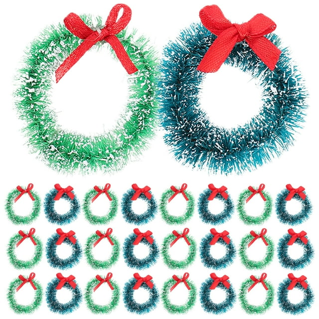 24 Uds. Corona de árbol de Navidad, coronas pequeñas, coronas de juguete, corona colgante para Navidad