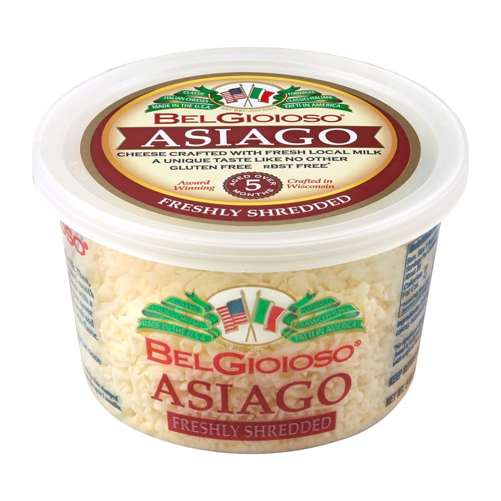 BelGioioso Shredded Asiago Cheese, 5 oz, 12 Pack, Aged Over 5