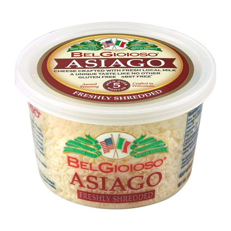 BelGioioso Shredded Asiago Cheese, 5 oz, 12 Pack, Aged Over 5