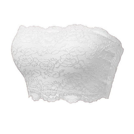 Special Discount: Everyday Bra  Sujetador de Mujer  Ashion Women Solid Color Lace Wireless Together Breast Milk Strapless Daily Bra SOPATENOR White M