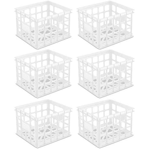 Sterilite 16928006 Storage Crate, White, 6Pack