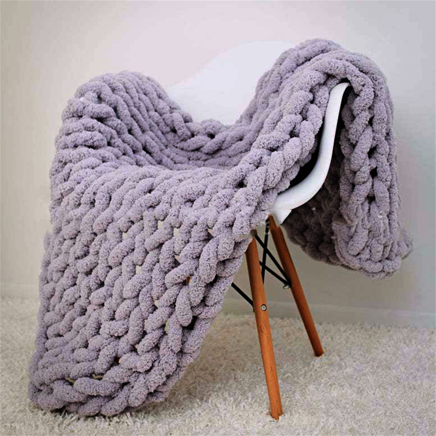 Lowestbest Chunky Knit Blanket, Handmade Warm Soft Throw Blanket, Cable Knit Blanket - Light Grey (47" x 59") Lowestbest Chunky Knit Blanket, Handmade Warm Soft Throw Blanket, Cable Knit Blanket - Light Grey (47" x 59")