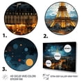 thumbnail image 3 of Designart "Night Views of the Eiffel Tower in Paris" Cityscapes Framed Wall Art Decor - Industrial Yellow Paris Entryway Framed Wall Art, 3 of 6