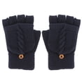 thumbnail image 1 of 1 par de guantes sin dedos para mujer, cálidos, de punto, con solapa y medio dedo., 1 of 4