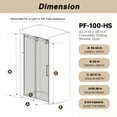 thumbnail image 3 of Leumius 56-60"W x 60" H Frameless Single Sliding Shower Door, 1/4" Clear Tempered Glass, Stainless Steel Handle Bathtub Door,Matte Black, 3 of 8