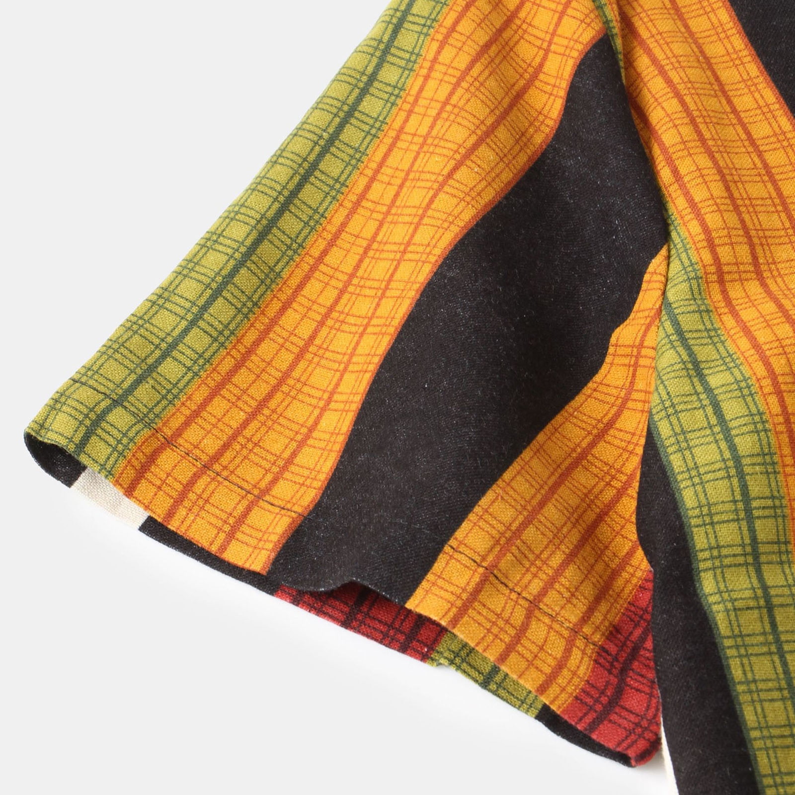 iOPQO Men Shirts Men's Fashion Casual Check Stripe Print Short Sleeve  Button Turn-Down Shirt Yellow XL
