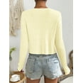 thumbnail image 5 of Women's Tie Front Long Sleeve Rib Knit Shrug Sweaters Cardigan Crop Top, 5 of 6
