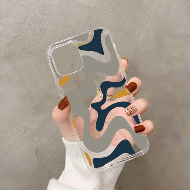 Funda de teléfono con patrón abstracto de remolino líquido en Beige y verde salvia para iPhone 11 12 pro XS MAX 8 7 6 6S Plus X 5S SE 2020 XR Tan Jianjun unisex