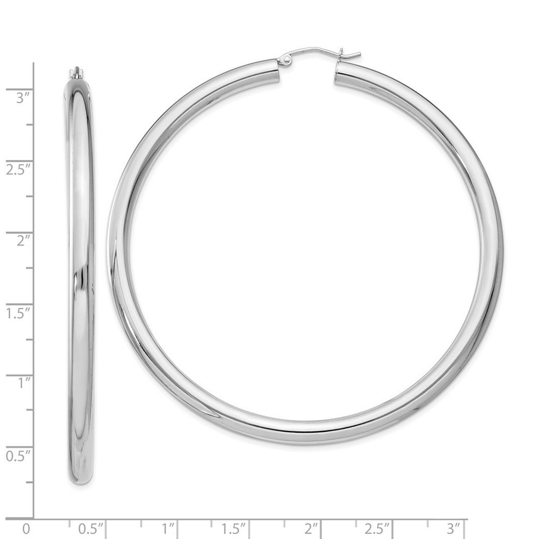 925 Sterling Silver 4mm Round Hoop Earrings 72x70mm Wide 4mm Thick Hoop Earring for Women