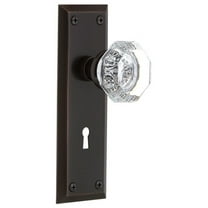 Nostalgic Warehouse Nykwal_Psg_238_Kh Waldorf Lead Crystal Passage Door Knob Set - Bronze