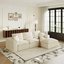 Newest 108" Modular Cloud Sectional Sofa in Beige - L-Shape Chaise with Deep Seat for Large Living Room & Family Entertainment​