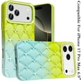 thumbnail image 2 of TJS for iPhone 17 Pro Max Phone Case, Floral Joy Glitter Shimmer Leather Feel Thick TPU Cover (Light Green/Teal), 2 of 5